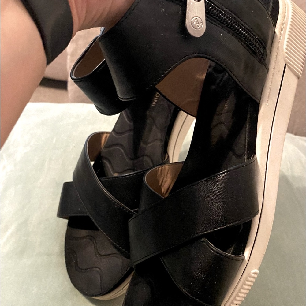 Adrienne Vittadini Sport black wedge sandals - Picture 3 of 4